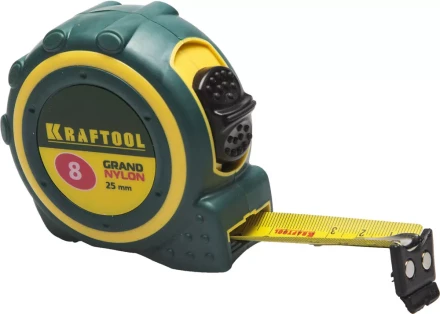 Рулетка KRAFTOOL &quot;GRAND&quot;, двухкомпонентный корпус, двусторонняя шкала, нейлоновое покрытие, 8мх25мм 3412-08_z01 купить в Нефтеюганске