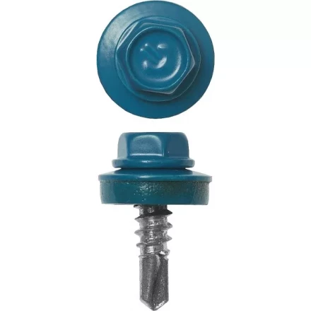 Саморезы ЗУБР окраш., RAL 5009 небесно-голуб., для крепл. кров. матер. к металл. констр., 5.5x25мм, 420шт 4-300315-55-025-5009 купить в Нефтеюганске