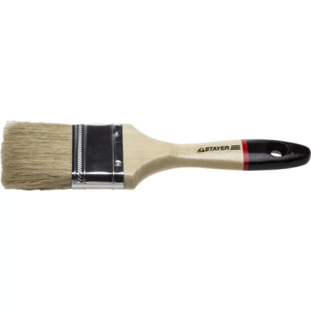 Кисть плоская STAYER &quot;UNIVERSAL-EURO&quot;, светлая натуральная щетина, деревянная ручка, 75мм 0102-075 купить в Нефтеюганске
