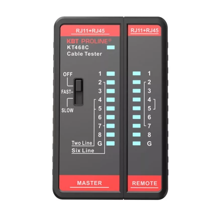 LAN-тестер кабельный КВТ KT 468C для проверки витой пары и телефонного кабеля (88552) купить в Нефтеюганске