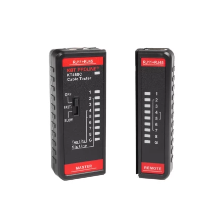 LAN-тестер кабельный КВТ KT 468C для проверки витой пары и телефонного кабеля (88552) купить в Нефтеюганске