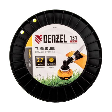 Леска для триммера круглая, 2,7мм х 151м, на DIN катушке FLEX CORD,  Denzel 96281 купить в Нефтеюганске