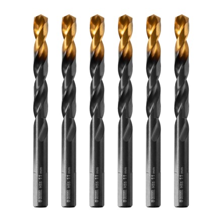 Сверло по металлу, 11 мм, HSS-Tin, Golden Tip, 6 шт. Denzel 717223 купить в Нефтеюганске