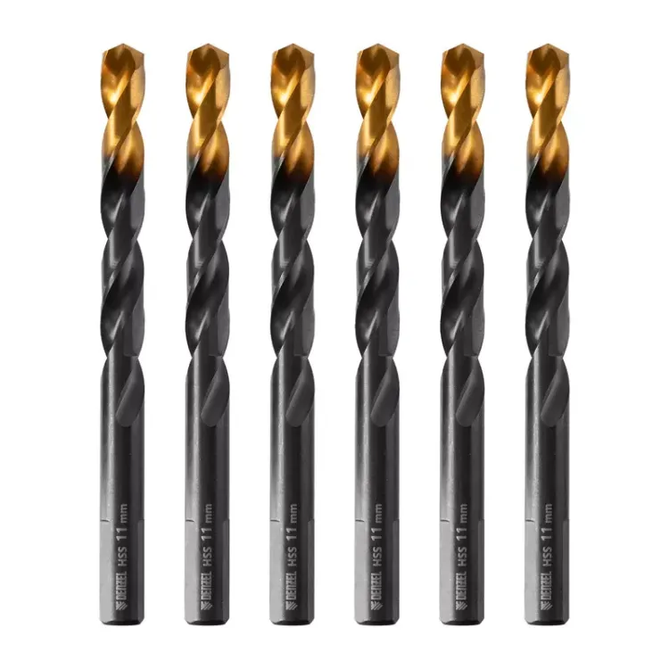 Сверло по металлу, 11 мм, HSS-Tin, Golden Tip, 6 шт. Denzel 717223 купить в Нефтеюганске
