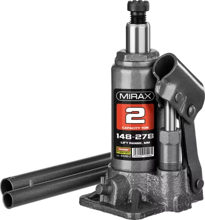 Домкрат гидравлический бутылочный, 2т, 148-278 мм, MIRAX 43260-2 43260-2 купить в Нефтеюганске