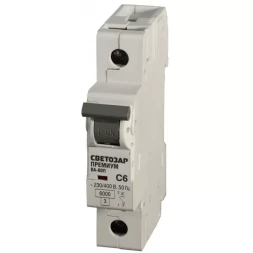 Выключатель автоматический СВЕТОЗАР "ПРЕМИУМ" 1-полюсный, 10 A, "C", откл. сп. 6 кА, 230 / 400 В SV-49021-10-C