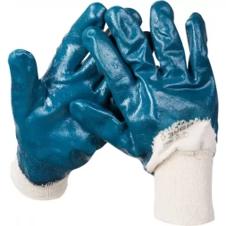 Перчатки ЗУБР "МАСТЕР" рабочие с манжетой, с нитриловым покрытием ладони, размер L (9) 11273-L