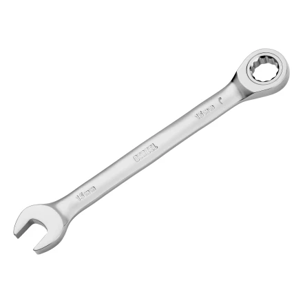 Ключ комбинированный трещоточный, 15 мм, CrV, матовый хром// Denzel 14709 купить в Нефтеюганске