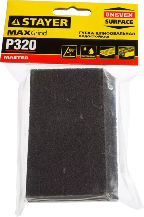 Губка шлифовальная STAYER &quot;MASTER&quot; угловая, зерно - оксид алюминия, Р320, 100 x 68 x 42 x 26 мм, средняя жесткость 3561-320 купить в Нефтеюганске