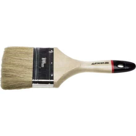 Кисть плоская STAYER &quot;UNIVERSAL-EURO&quot;, светлая натуральная щетина, деревянная ручка,100мм 0102-100 купить в Нефтеюганске