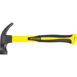 Молоток-гвоздодер &quot;Fiberglass-M&quot; с фиберглассовой рукояткой, с магнитом, 450 г, STAYER Professional 2027-450