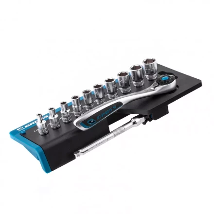 Набор торцевых головок трещотка 120 зубьев 12 предметов 1/4" CrV Gross 14141 купить в Нефтеюганске