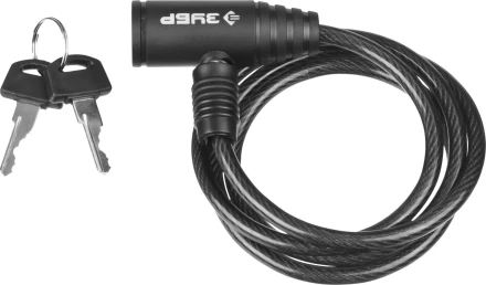 Замок ЗУБР &quot;СТАНДАРТ&quot;, тросовый, 2 ключа в комплекте, длина троса 650мм, d 6мм 37269-65 купить в Нефтеюганске