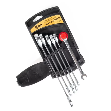 Набор гаечных комбинированных трещоточных ключей КВТ НТК-6 (8–17 мм), 6 шт. (91948) купить в Нефтеюганске