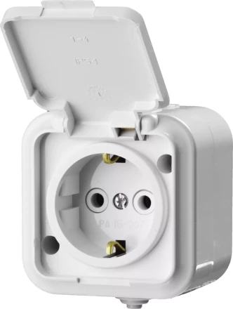 Розетка STAYER &quot;MASTER&quot; &quot;MAXIMA&quot; одноместная, с заземлением, с защитной крышкой, IP54, 16А, 220В 54306-W купить в Нефтеюганске