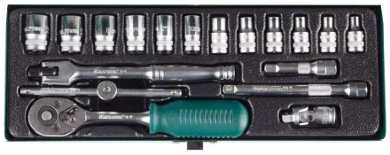 Набор торцовых головок KRAFTOOL &quot;INDUSTRIE QUALITAT&quot; (1/4&quot;) универсальный, Cr-V, металлический кейс, 18 предметов 27890-H18_z01 купить в Нефтеюганске