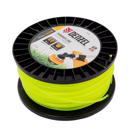 Леска для триммера круглая, 4,0мм х 69м, на DIN катушке FLEX CORD,  Denzel 96283 купить в Нефтеюганске