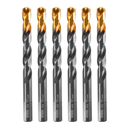 Сверло по металлу, 12 мм, HSS-Tin, Golden Tip, 6 шт. Denzel 717224 купить в Нефтеюганске