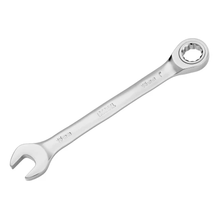 Ключ комбинированный трещоточный, 16 мм, CrV, матовый хром// Denzel 14710 купить в Нефтеюганске