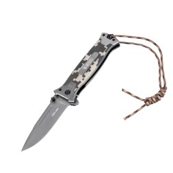Нож складной Denzel, многоцелевой, системы Liner-Lock, с накладкой G10 на прямой рук-ке+стеклобой, 79208