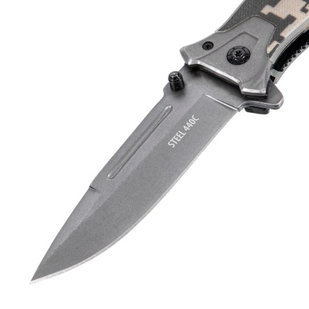 Нож складной Denzel, многоцелевой, системы Liner-Lock, с накладкой G10 на прямой рук-ке+стеклобой, 79208 купить в Нефтеюганске