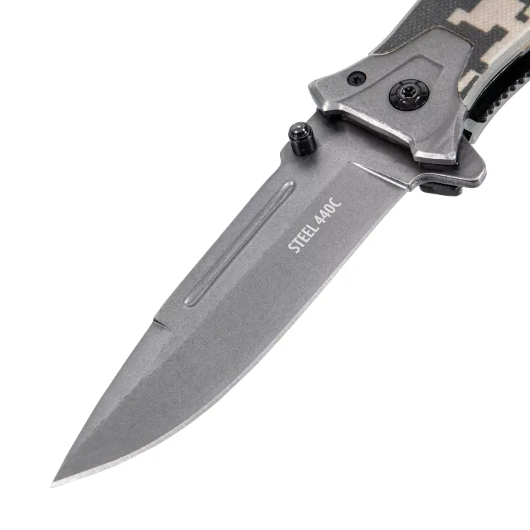 Нож складной Denzel, многоцелевой, системы Liner-Lock, с накладкой G10 на прямой рук-ке+стеклобой, 79208 купить в Нефтеюганске