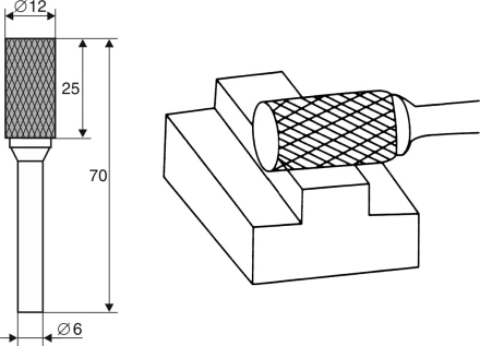 Борфреза Цилиндрическая A 6х12 Энкор 21701 купить в Нефтеюганске