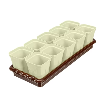 Набор для рассады Palisad 643449, поддон 380х155х40 мм, 10 горшочков по 250 мл с выдвижным дном купить в Нефтеюганске