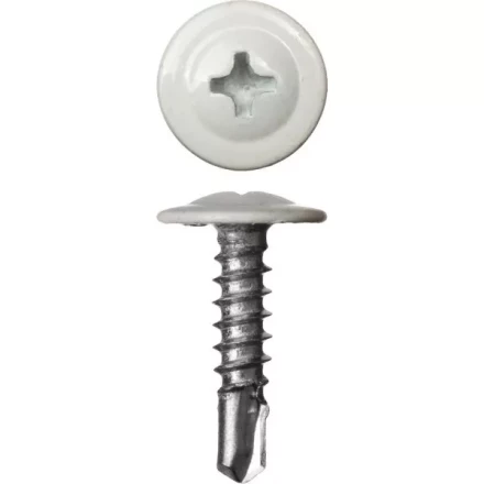 Саморезы ЗУБР с прессшайбой и сверлом по листовому металлу до 2мм, окрашенные в RAL-9003, PH2, 4,2х16мм, 500шт 300211-42-016-9003 купить в Нефтеюганске