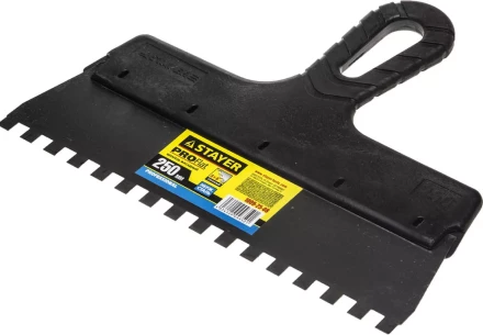 Шпатель STAYER &quot;PROFESSIONAL&quot; нержавеющий зубчатый с пластмассовой ручкой, 250мм, зуб 8х8мм 1009-25-08 купить в Нефтеюганске