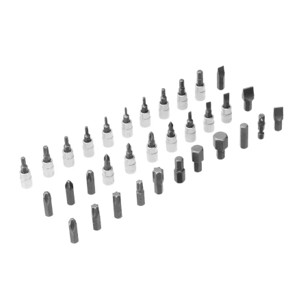 Набор инструментов Denzel, 1/2&quot;, 1/4&quot;, CrV, S2, пластиковый кейс, 82 предмета 15809 купить в Нефтеюганске