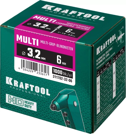 Заклепки многозажимные KRAFTOOL 311702-32-06 купить в Нефтеюганске