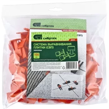 Система выравнивания плитки СВП - зажим 100 штук (пакет ПЭНД) СИБРТЕХ 88055 купить в Нефтеюганске