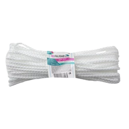Шнур бельевой полипропиленовый с сердечником, 5 мм, L 15 м, белый, Home Palisad 937085 купить в Нефтеюганске