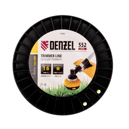 Леска для триммера звезда, 1,6мм х 552м, на DIN катушке FLEX CORD,  Denzel 96284 купить в Нефтеюганске
