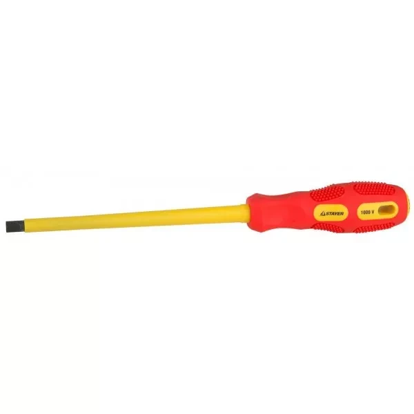 Отвертка STAYER "PROFESSIONAL" "MAX-GRIP" диэлектрическая, двухкомпонентная рукоятка, Cr-V, SL 8,0x175мм 25827-08-175 G купить в Нефтеюганске