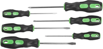 Набор URAGAN: Отвертки с двухкомпонентной рукояткой, SL3x75, 5x100, 6x100. PH0x75, 1x100, 2x100, 6 предм 25188-H6 купить в Нефтеюганске