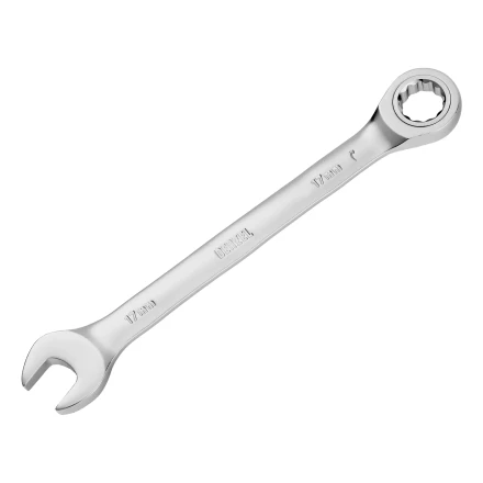 Ключ комбинированный трещоточный, 17 мм, CrV, матовый хром// Denzel 14711 купить в Нефтеюганске