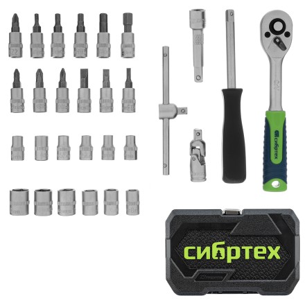 Набор инструментов Сибртех 13392, 1/4&quot;, пластиковый кейс, 29 предметов купить в Нефтеюганске
