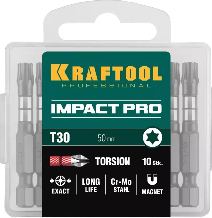 Биты для ударных шуруповертов KRAFTOOL Impact Pro TX 26195-30-50-S10 купить в Нефтеюганске