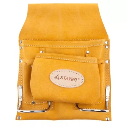 Сумка поясная STAYER PROFESSIONAL для инструментов, кожаная, 8 карманов, 2 скобы 38515 купить в Нефтеюганске