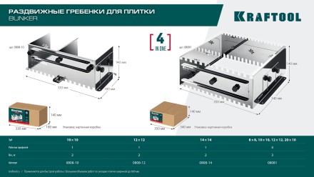 Раздвижная гребенка KRAFTOOL 0808-12 купить в Нефтеюганске