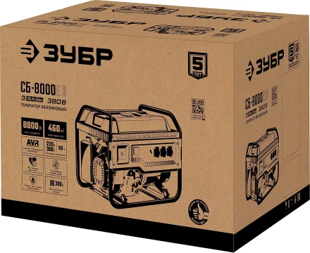 ЗУБР 8000 Вт, 380 / 220 В, бензиновый генератор с электростартером (СБ-8000Е-3) купить в Нефтеюганске