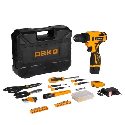 Дрель аккумуляторная DEKO Banger 12V + набор инструмента 93 предмета, 063-4167 купить в Нефтеюганске