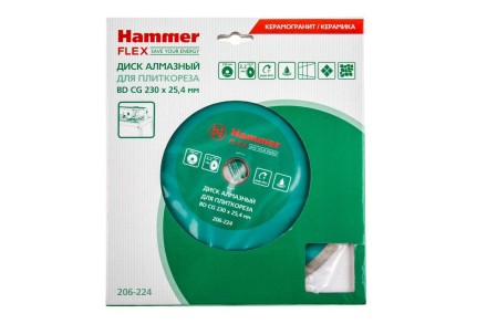 Круг алмазный HAMMER 206-224 ВD CG Ф230х25.4мм по керамограниту купить в Нефтеюганске
