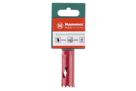 Коронка биметаллическая HAMMER Ф20х38мм 1/2&quot; BiMETALL (224-002) купить в Нефтеюганске