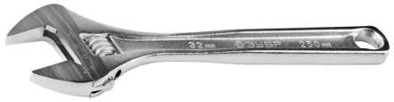 Ключ ЗУБР &quot;ЭКСПЕРТ&quot; разводной,Cr-V,хромир покрытие,эргоном рукоятка,увелич зев,угол наклона губок 15град,250мм/10&quot;,32мм 27260-25 купить в Нефтеюганске