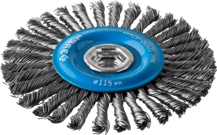 ЗУБР &quot;ПРОФЕССИОНАЛ&quot;. Щетка дисковая для УШМ, плетеные пучки стальной проволоки 0,5мм, 115ммхМ14 35192-115_z02 купить в Нефтеюганске