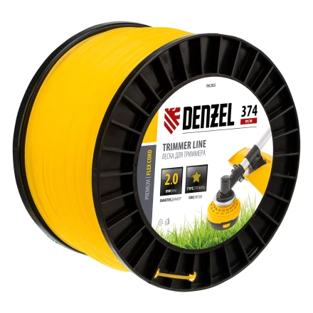Леска для триммера звезда, 2,0мм х 374м, на DIN катушке FLEX CORD,  Denzel 96285 купить в Нефтеюганске