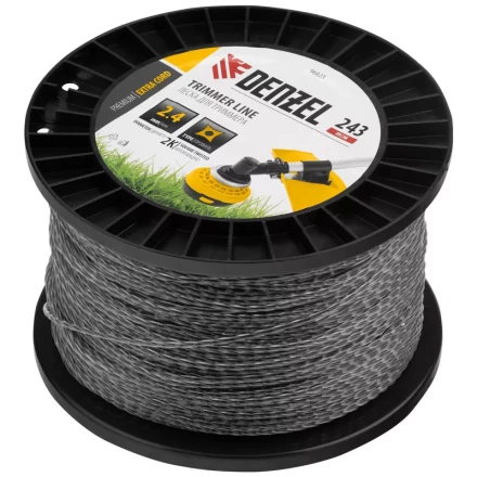 Леска для триммера двухкомпонентная витой квадрат, 2,4мм х 243м, на DIN катушке EXTRA CORD// Denzel 96823 купить в Нефтеюганске